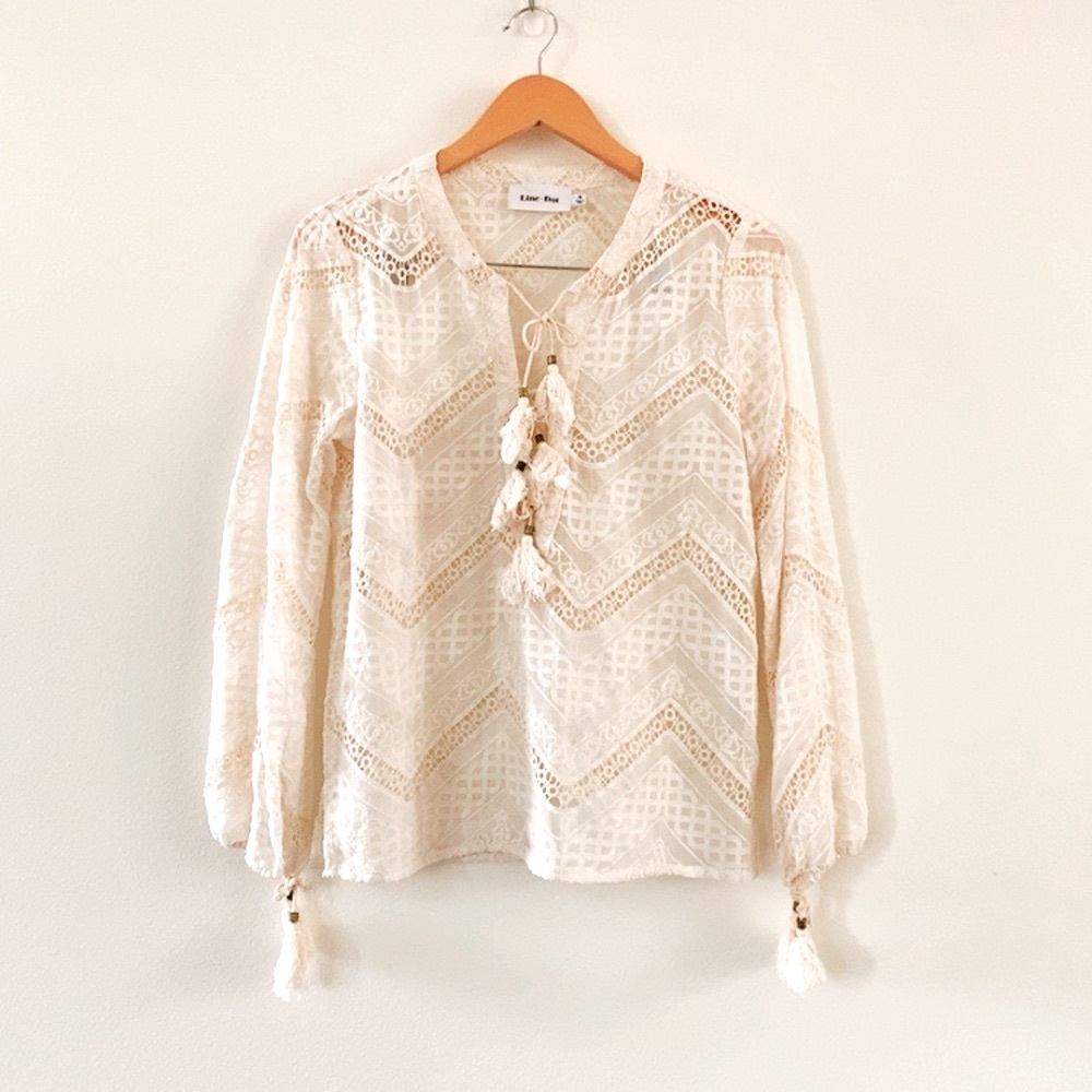 Line & dot lace boho blouse